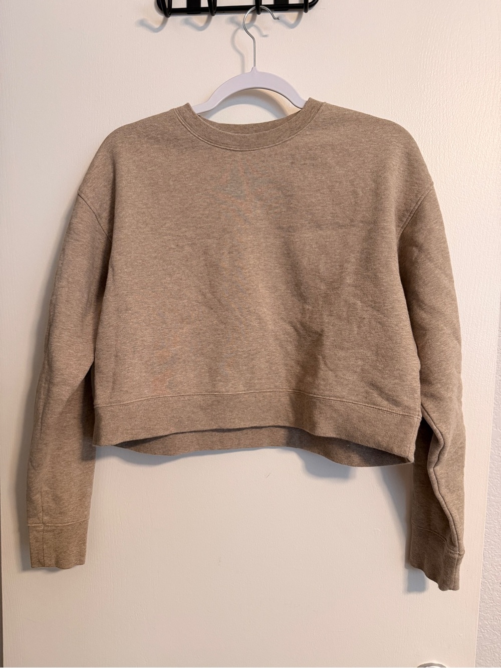 girlfriend collective Taupe Cropped Crewneck Sweater